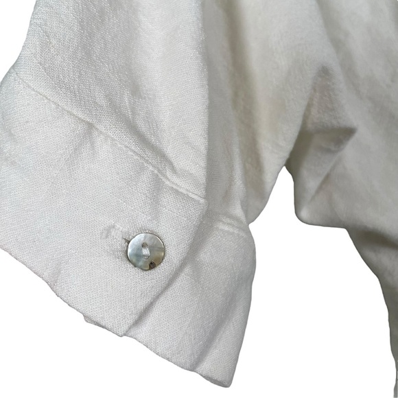 Mo:vint Ivory Linen Cotton Double Breasted Top S/M - Picture 5 of 10